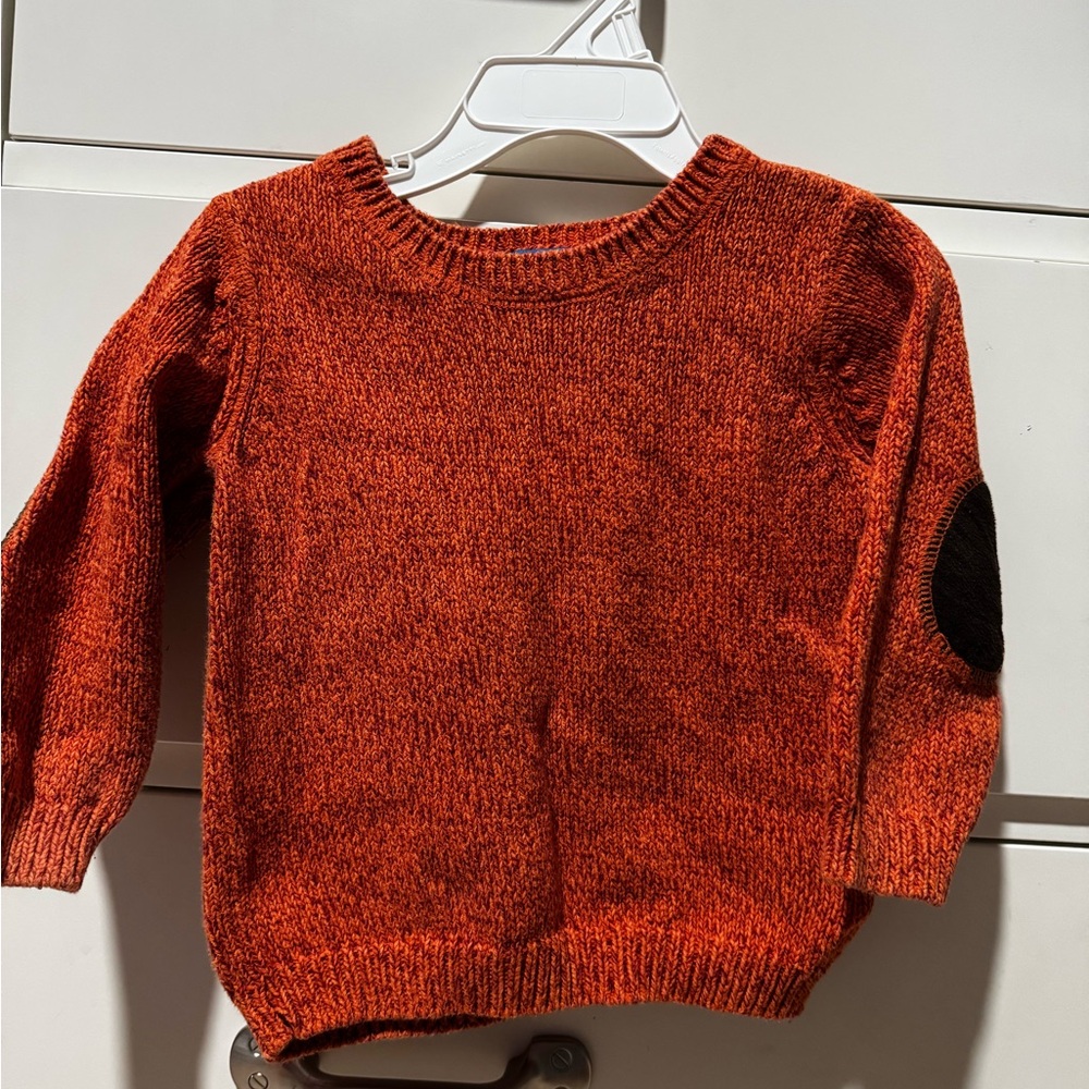 GREENDOG Orange Knit Sweater with Brown Elbow Patch 2010